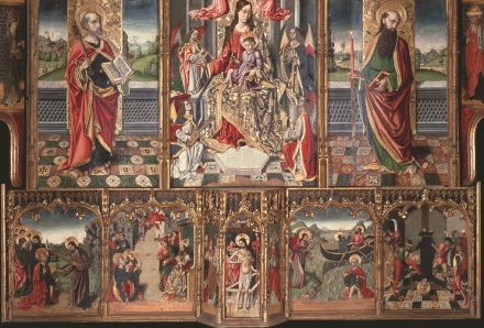Tuili (Medio Campidano), Chiesa di San Pietro: Maestro di Casterlsardo, predella del retablo di Tuili Tuili (Medio Campidano), Chiesa di San Pietro: Maestro di Casterlsardo, predella del retablo di Tuili